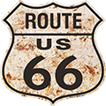 Route 66 Rusty Metal Shield Sign