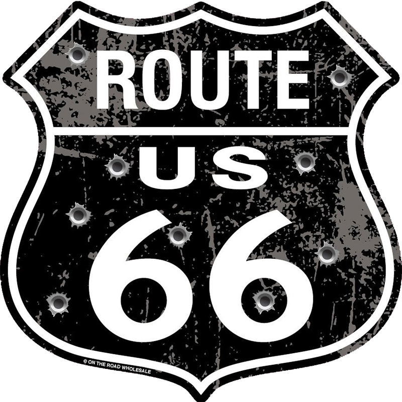 Route 66 Distressed Metal Shield Sign