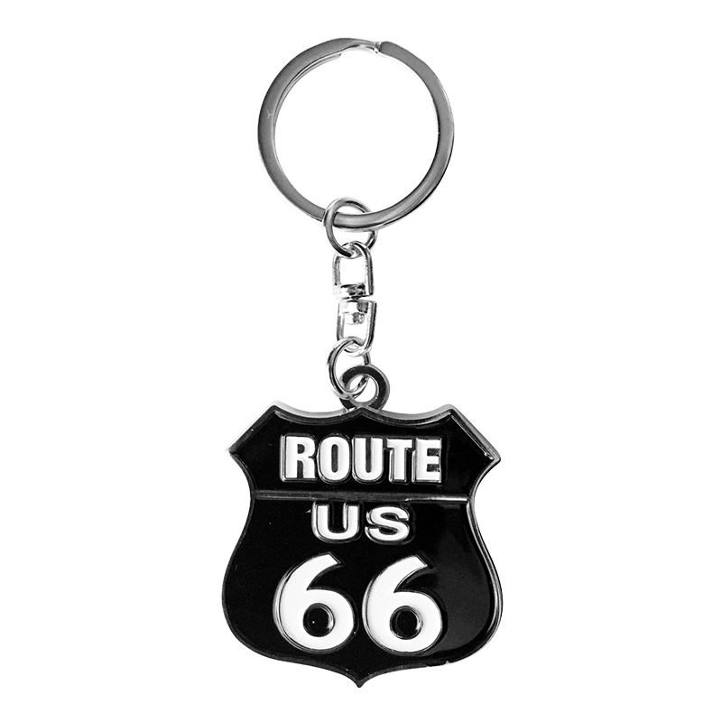 Route 66 Black Shield Key Chain