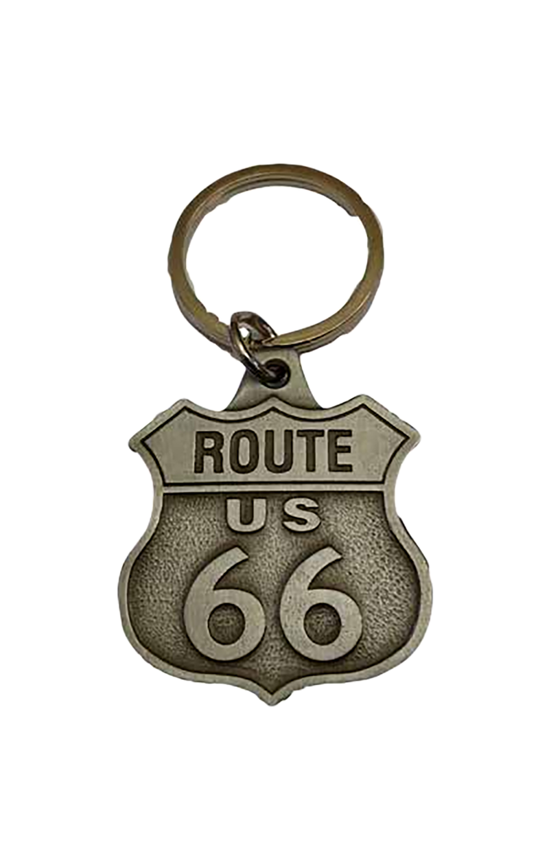 Antique Style Route 66 Metal Shield Key Chain